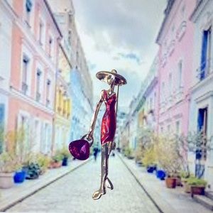 🍏50% OFF/3+...Lady in Red Dress and Dangling Purse Brooch